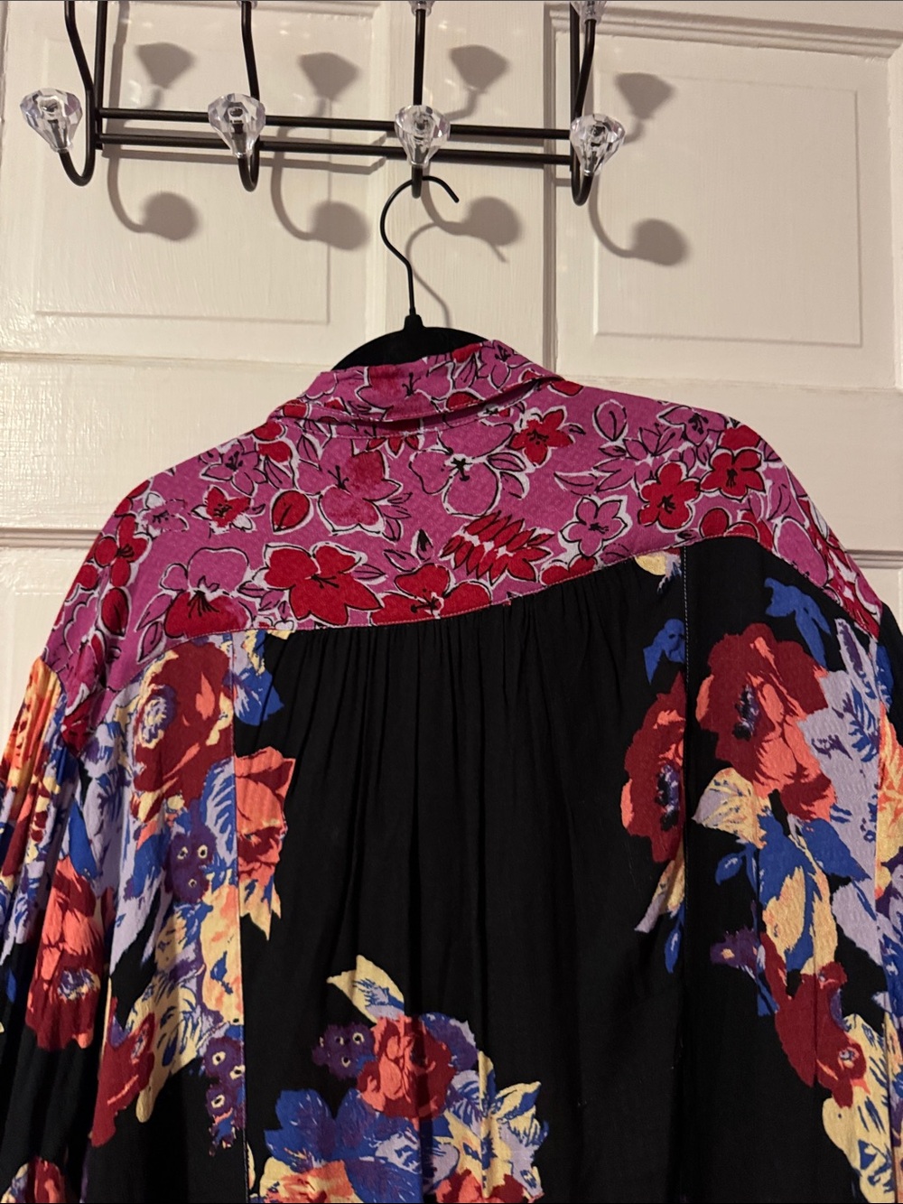 Free People Brunch a Bunch Mixed Floral Button-Front Tunic with Pink Accent - Picture 9 of 11